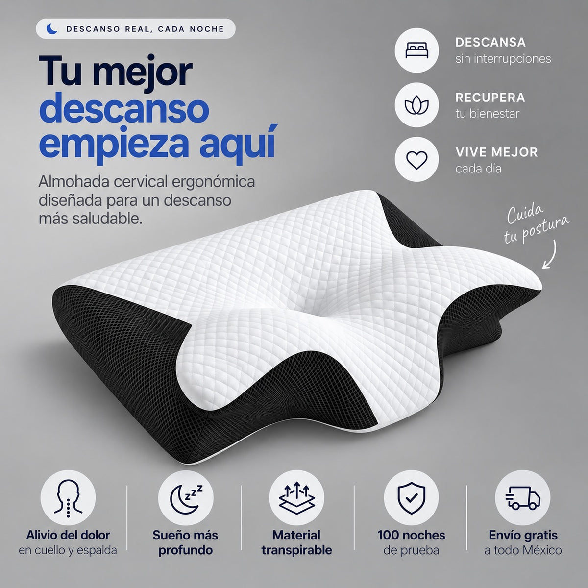 Nuvora™- Almohada Cervical Ergonómica