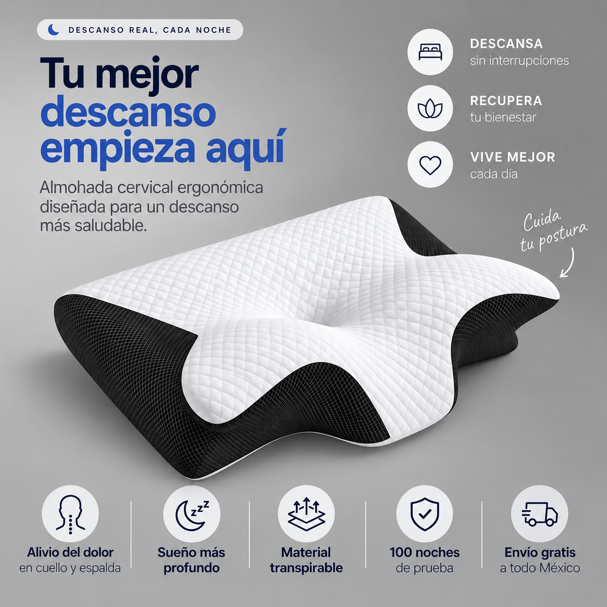 Nuvora™- Almohada Cervical Ergonómica